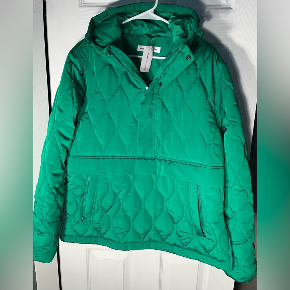 Women’s Medium Amazon Essentials Quilted Green Ja… - image 7